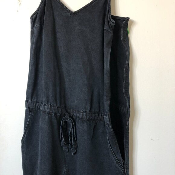 PAIGE Suki Black Pearl Lyocell Denim Relaxed Tapered Leg Jumpsuit - Picture 13 of 16